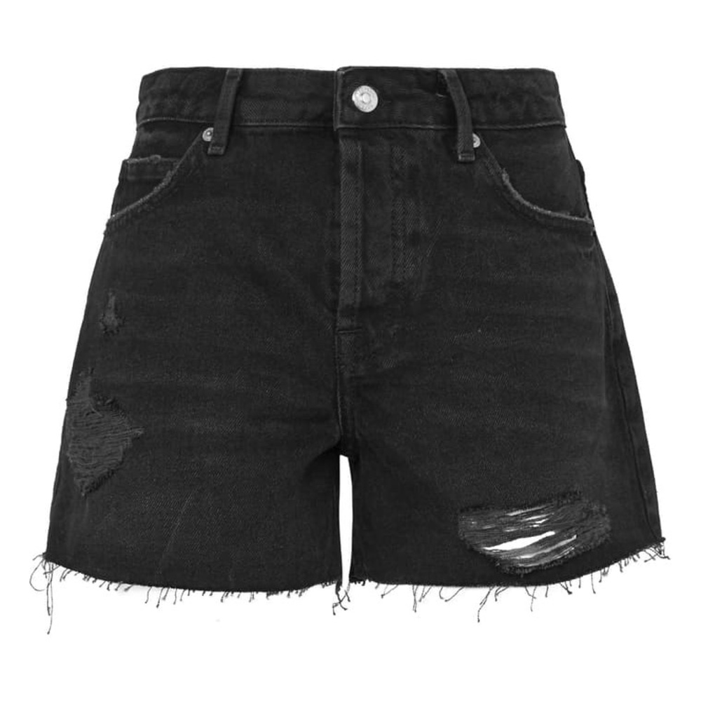 Topshop Ashley destroyed black denim shorts
